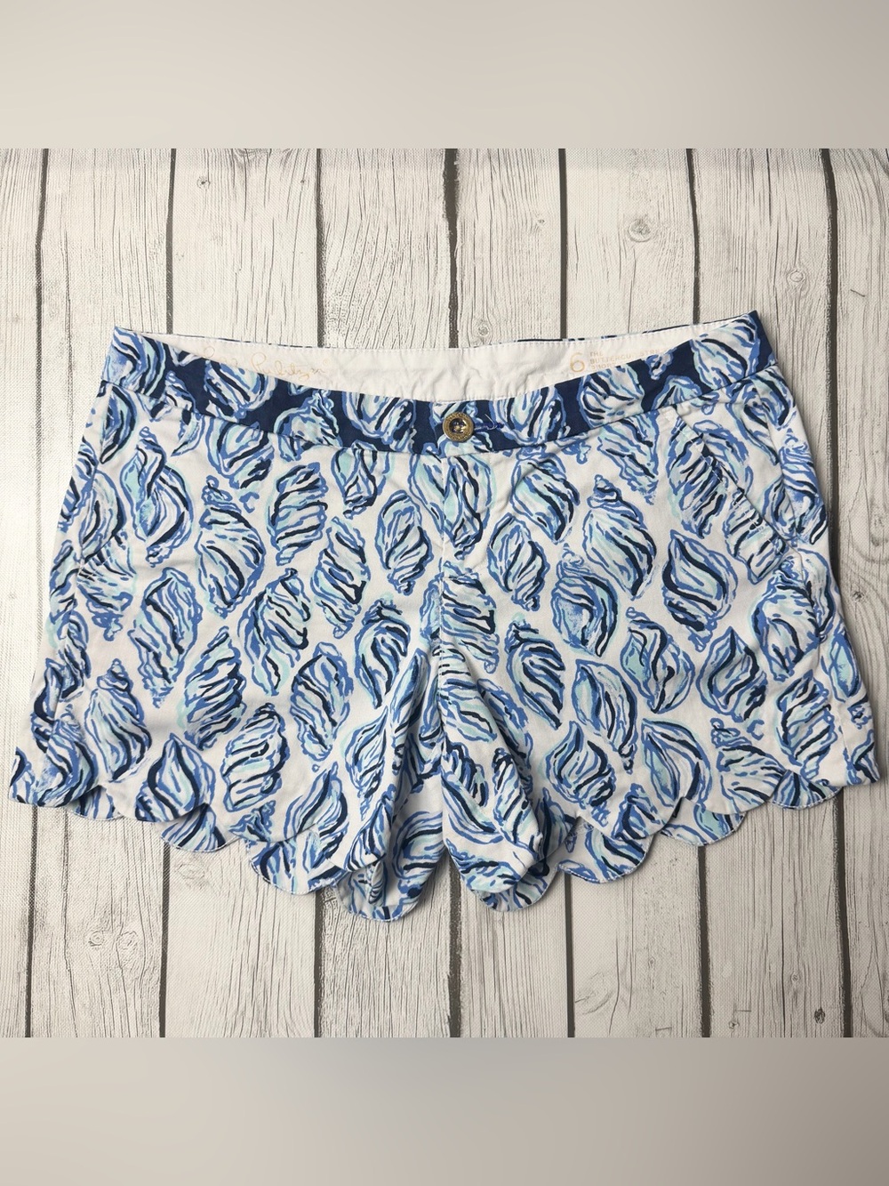 Lilly Pulitzer Women's 6 Buttercup Shorts Drop In Blue Seashells 5" Inseam